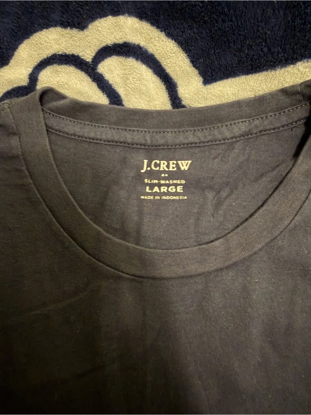 J. Crew Slim-Washed Pocket Crewneck T-Shirt Navy Blue Men’s Large L 100% Cotton